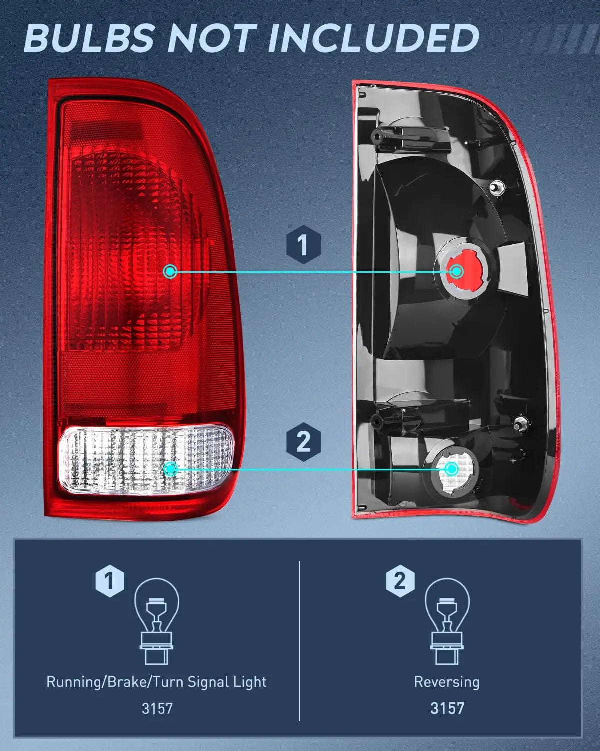 1997-2007 Ford F150 & Super Duty Tail Light Assembly - Red Housing Passenger Side Rear Lamp Replacement (OE Style) - Perfect for Truck Restoration & Night Driving Safety