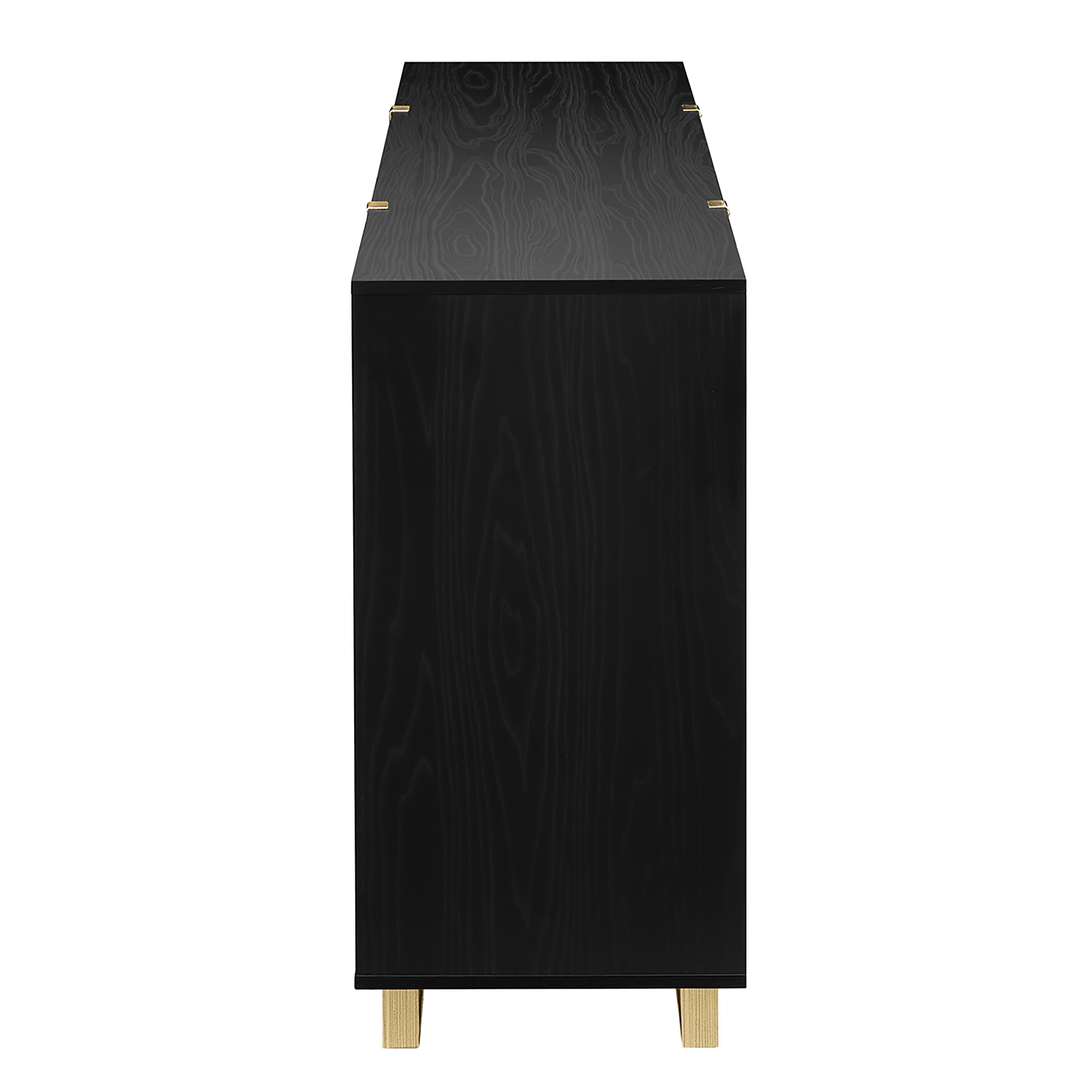 Modern Capri Buffet Unit 1600mm - Black Oak & Gold Sideboard with Storage | Stylish Dining Room Buffet for Entertaining & Home Decor