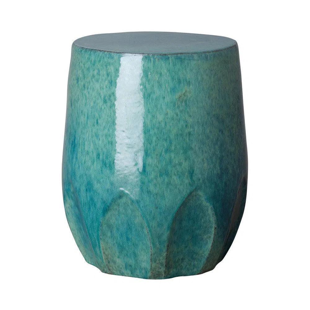 22 Inch Large Calyx Ceramic Outdoor Garden Stool - Perfect for Patio, Porch, Balcony & Backyard Decor