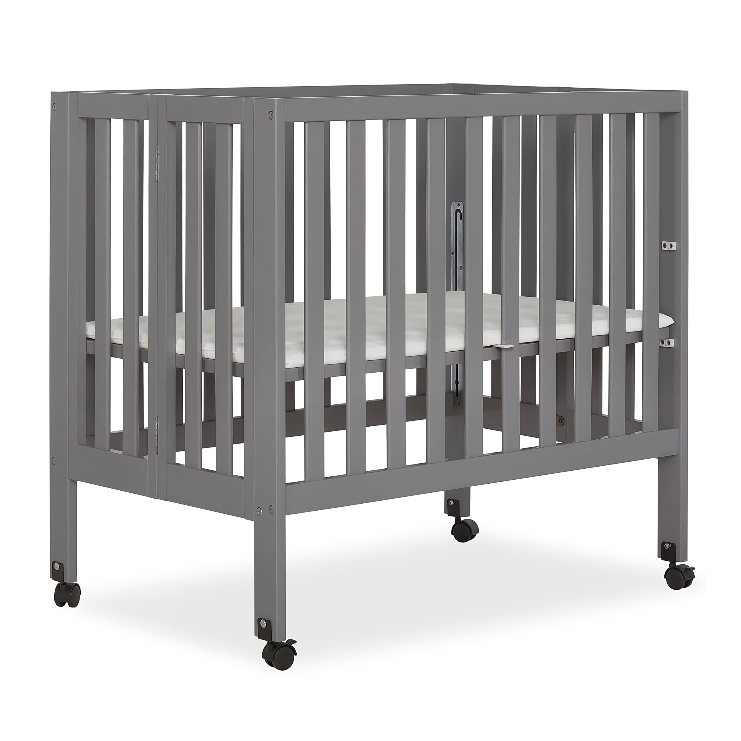 Dream On Me Jett Convertible Folding Crib - Lightweight Portable Travel Crib with 3 Adjustable Mattress Heights | Includes 1.5