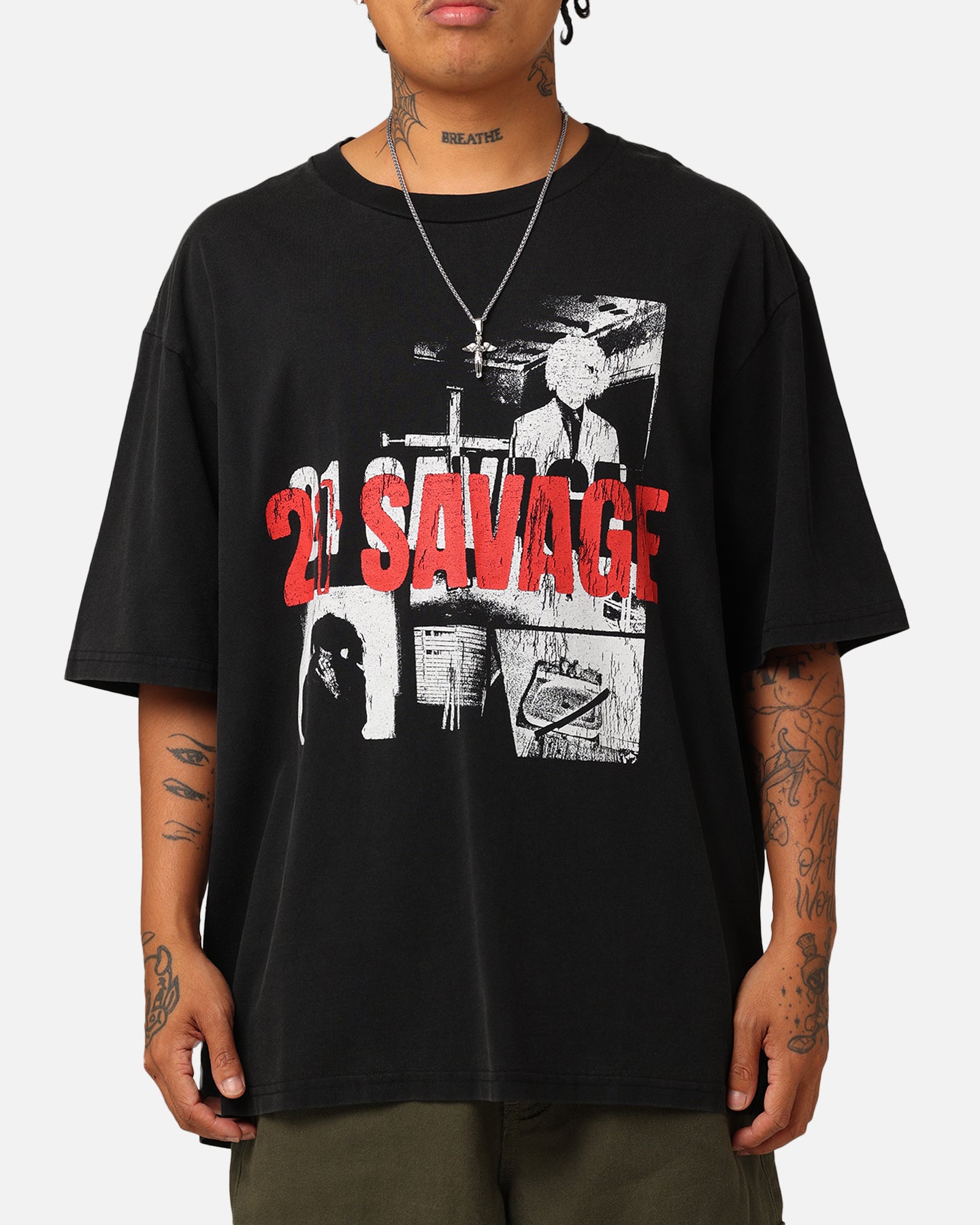21 Savage American Dream T-Shirt - Washed Black Vintage Rap Tee for Men | Hip Hop Music Fan Gift & Streetwear Fashion