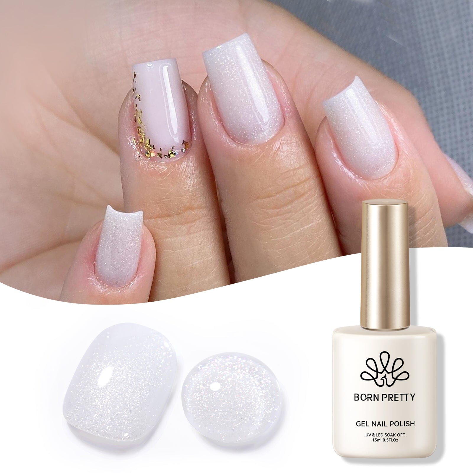 White Jelly Gel Nail Polish #19 Moonlight Milk - 15ml UV LED Soak Off Gel Polish for Manicure & Pedicure - Perfect for Nail Salon, Home DIY & Gift Giving