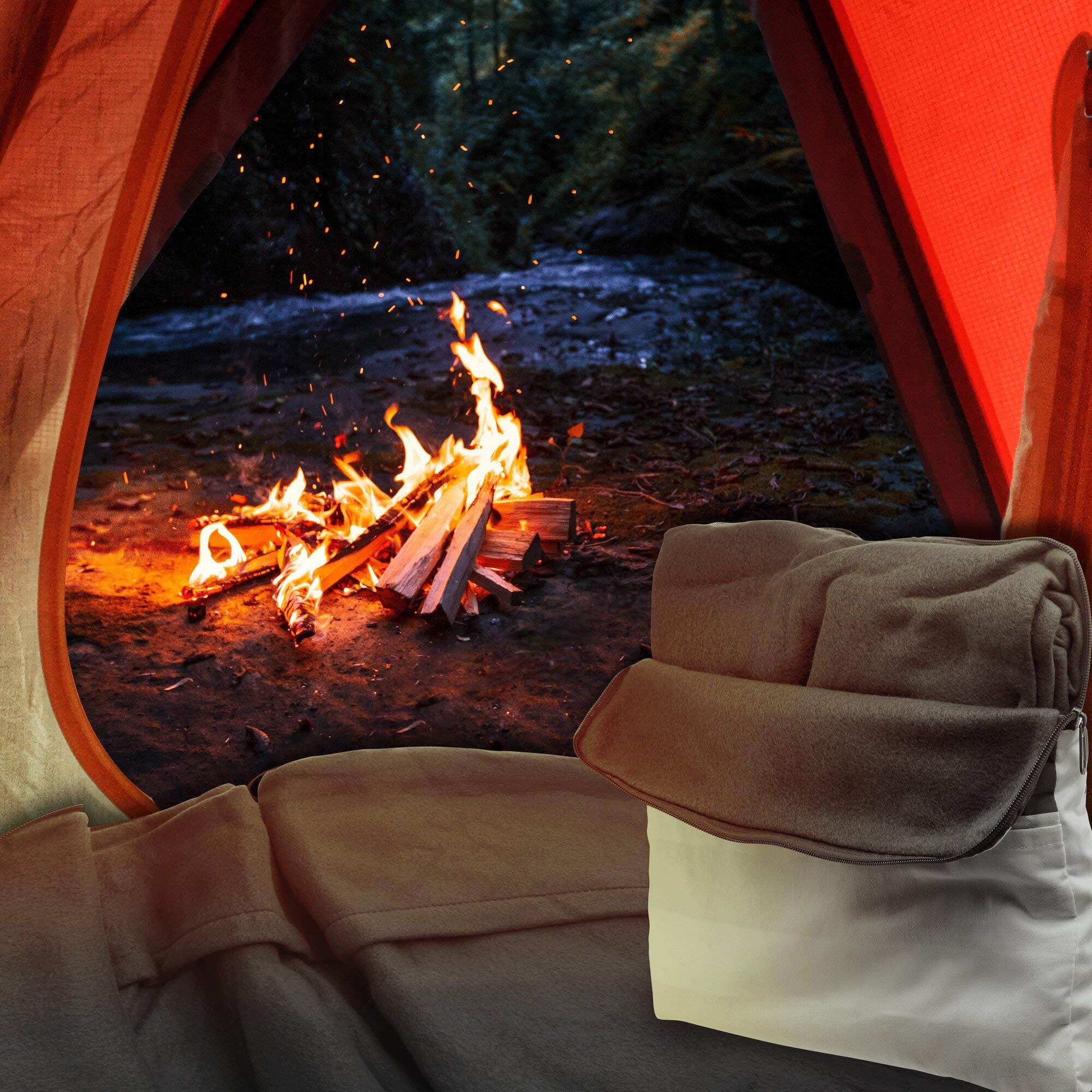 2-in-1 Cordova Pillow Blanket Set with Front Pocket - Ultra Soft Fleece Blanket & Pillow Combo in Grey - Perfect for Travel, Camping, and Cozy Home Use