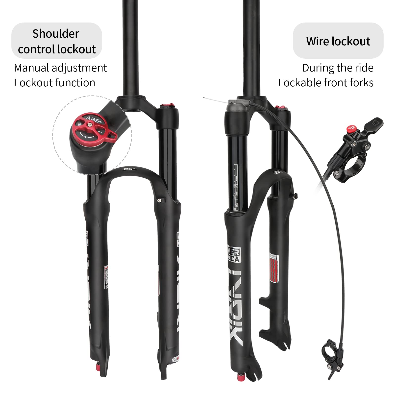 MEROCA Air Suspension Fork for Mountain Bike - 26/27.5/29 Inch Shock Absorber with Disc Brake & Quick Release - Perfect for Trail Riding & Off-Road Cycling