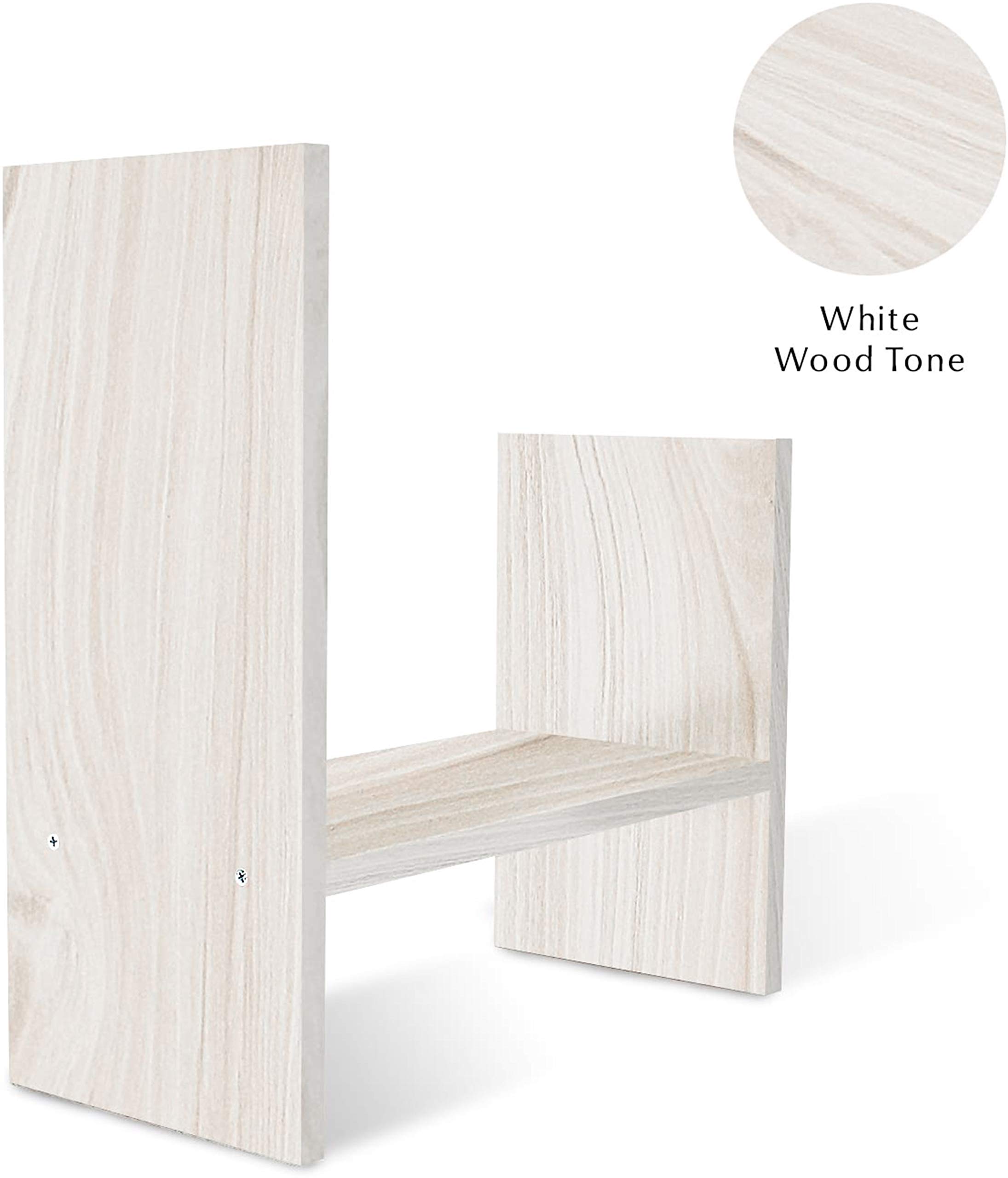 Adjustable Wooden Desktop Bookshelf Organizer - Office Desk Storage Rack with Free-Style Display, Natural Wood Stand for Books, Supplies & Decor | Perfect for Home Office, Study Room & Workspace (White)