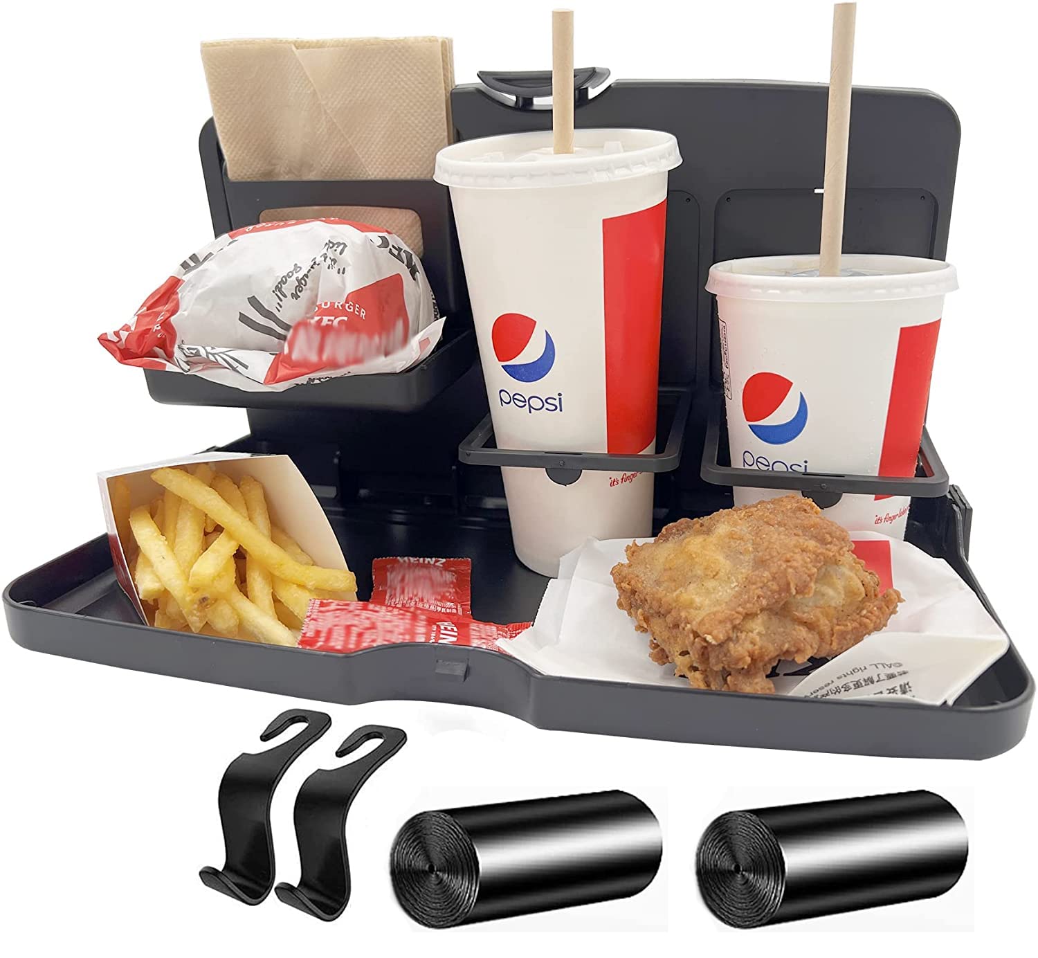 **Garissa Car Seat Organizer - Multifunctional Back Seat Organizer with Cup Holder & Food Tray, Universal Fit (14.37