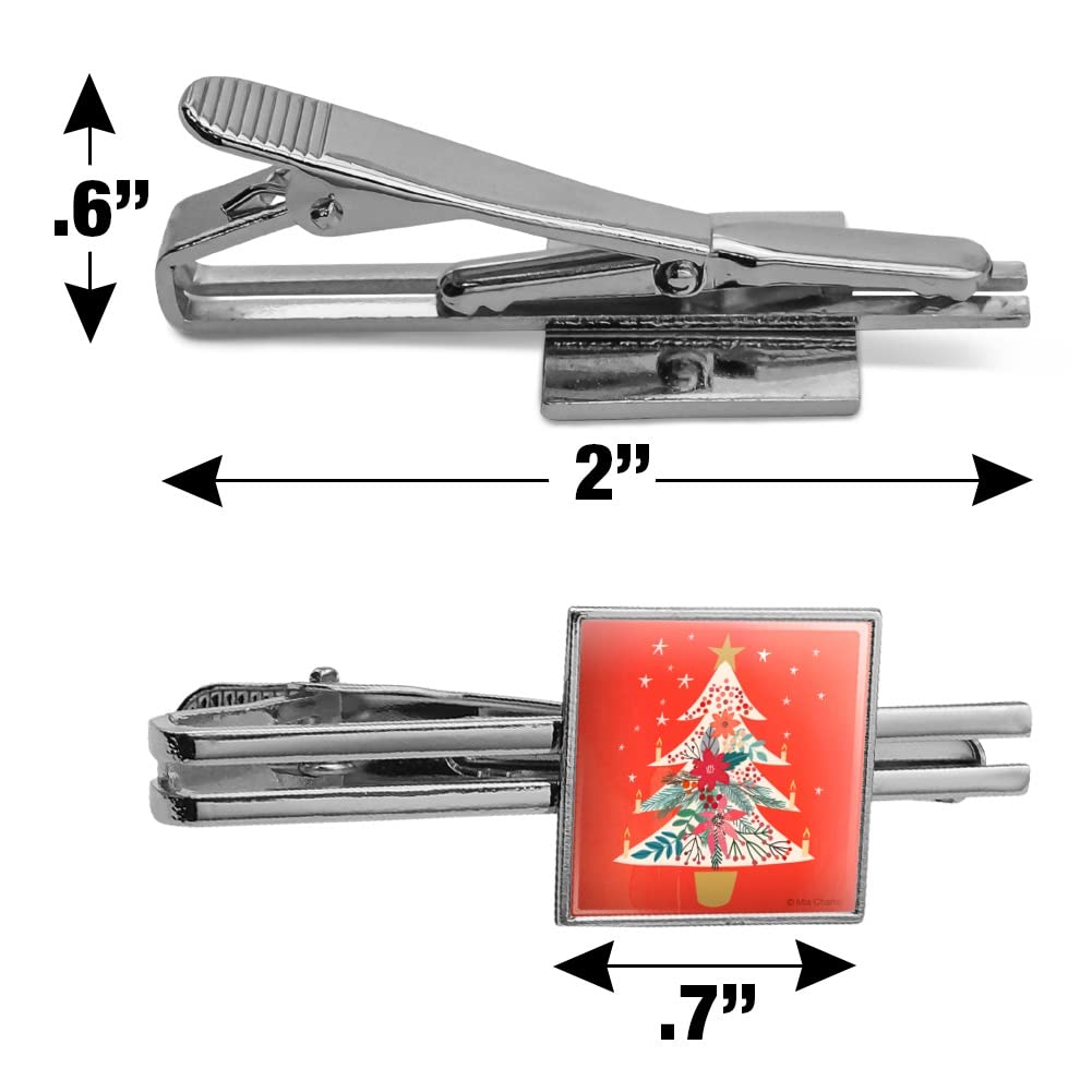 Silver or Gold Christmas Tree with Candles Tie Bar Clip - Elegant Holiday Accessory for Suits, Ties, and Formal Attire