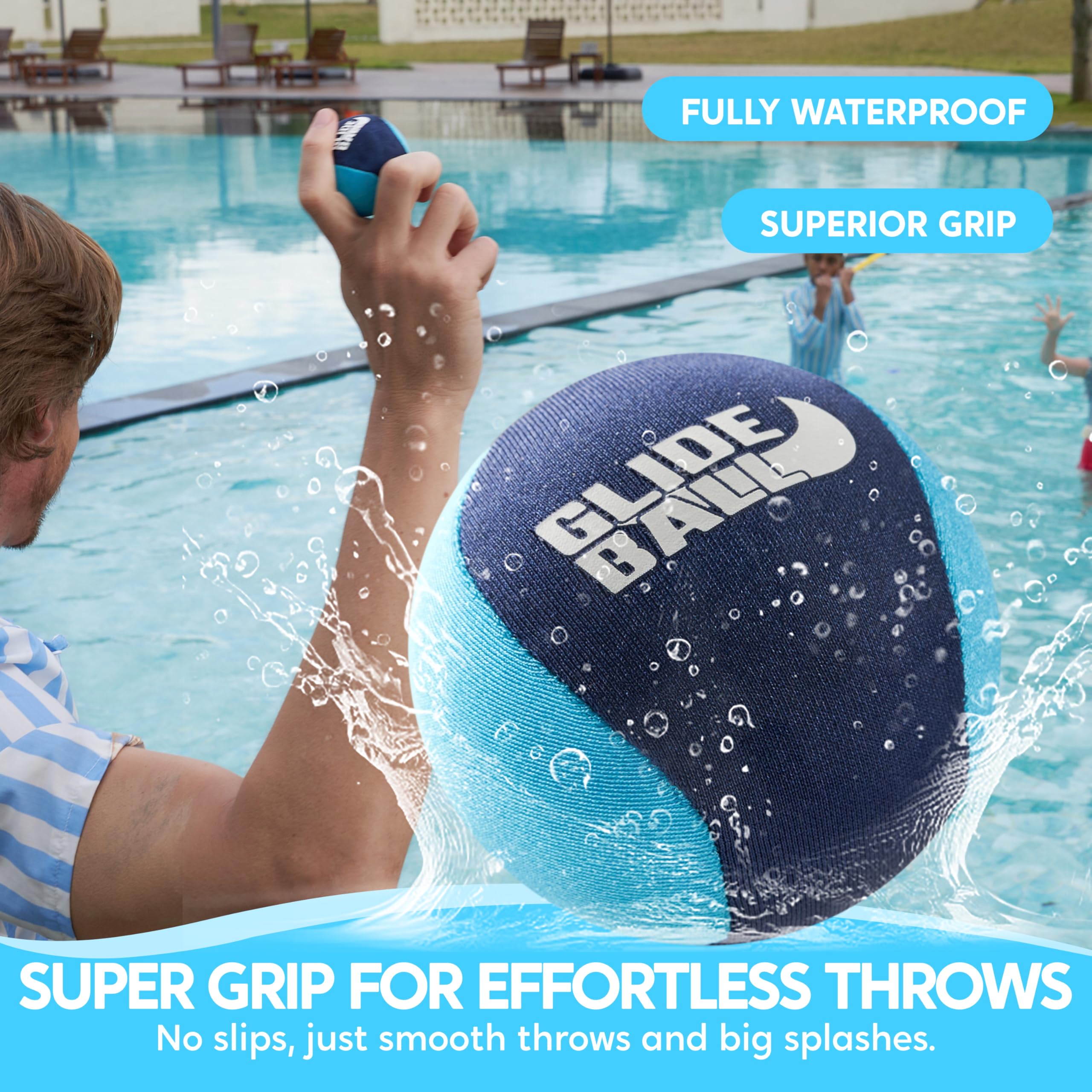 SYNCFUN 4 Pack Water Bouncing Balls - Splash Skip Balls with Mesh Storage Bag | Fun Outdoor Beach & Pool Toys for Kids, Teens & Adults | Perfect for Swimming Games, Backyard Play & Summer Parties (Blue)