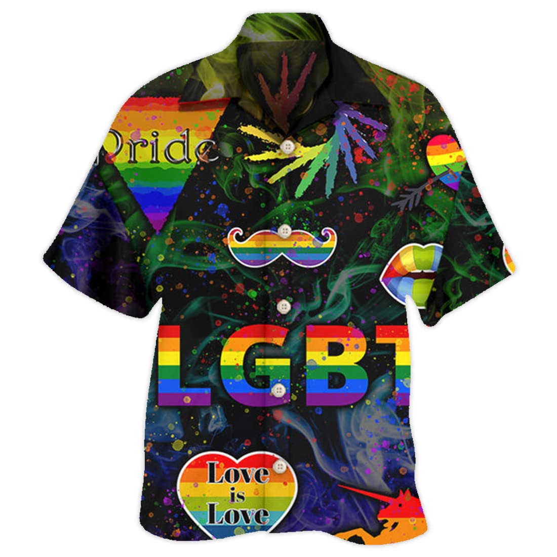 LGBT Pride Hawaiian Shirts for All Genders - Unisex Short Sleeve Button Down Aloha Shirts - Perfect for Pride Parades, Beach Vacations & Summer Parties