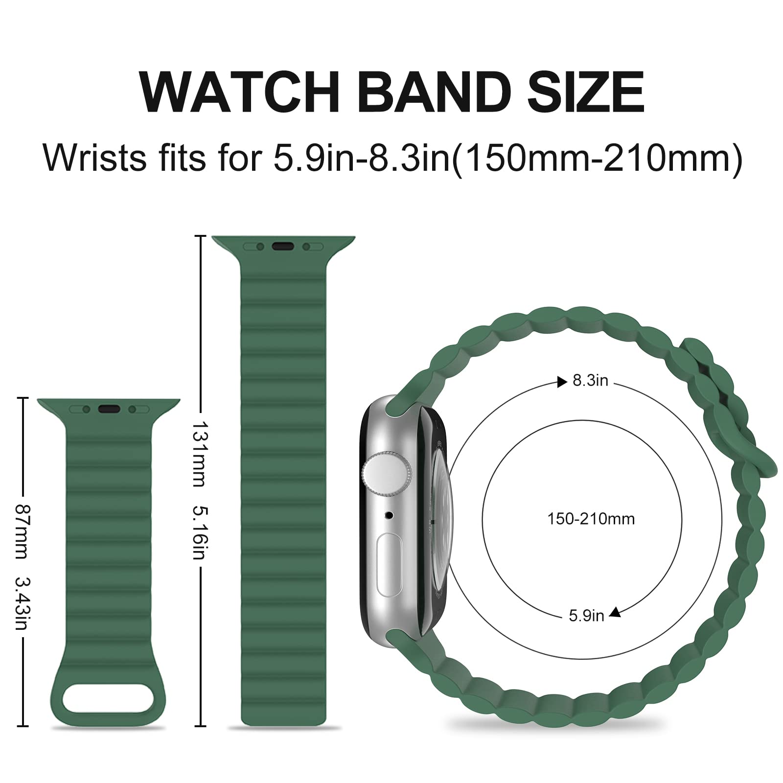 Premium Silicone Magnetic Watch Band for Apple Watch Series Ultra/8/7/6/5/4/SE/3/2 - Compatible with 49mm/45mm/44mm/42mm - Adjustable Soft Strap for Men & Women - Perfect for Workouts, Running & Everyday Wear