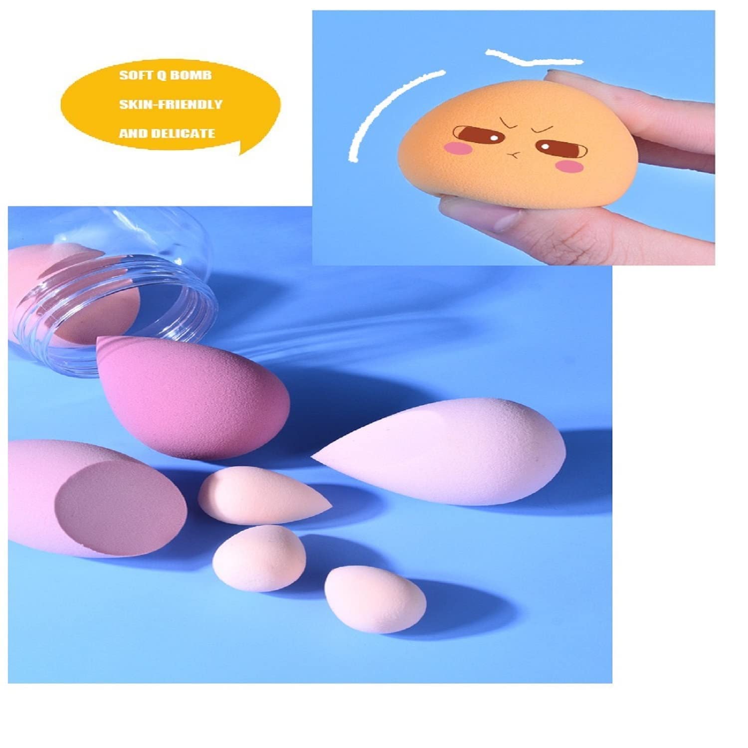 Egg Shape Beauty Makeup Sponge Blender Set - Soft Cosmetic Sponge for Liquid Foundation, Cream & Powder - Perfect for Flawless Airbrush Finish & Everyday Makeup Application