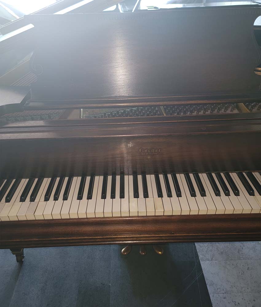 Vintage 1963 Fischer NY Grand Piano - Polished Mahogany Finish | Serial Number 158008 | Used Antique Piano for Home, Studio & Concert Hall Performances