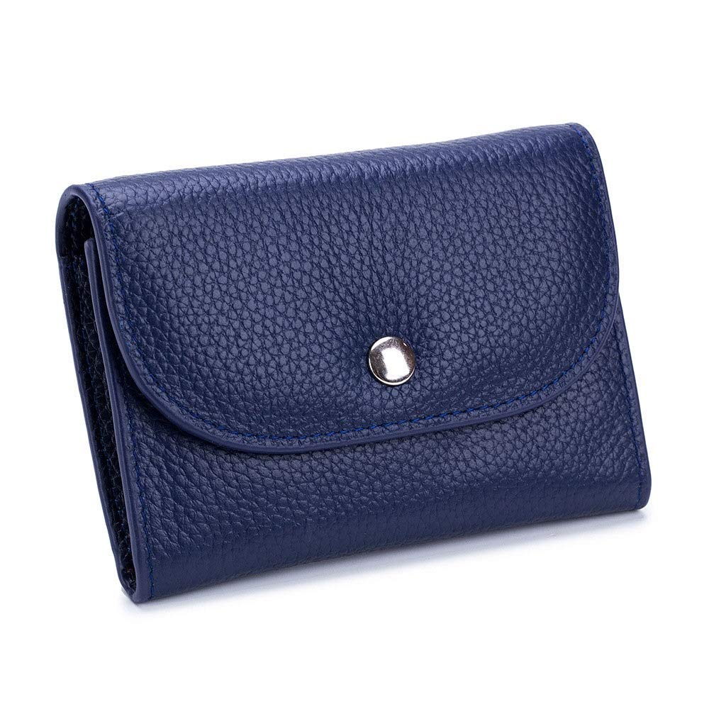 Genuine Leather Women's Wallet - Small Short Casual Zipper Coin Purse & Card Holder with Pocket (Blue) | Perfect for Everyday Use, Travel, and Gift Giving