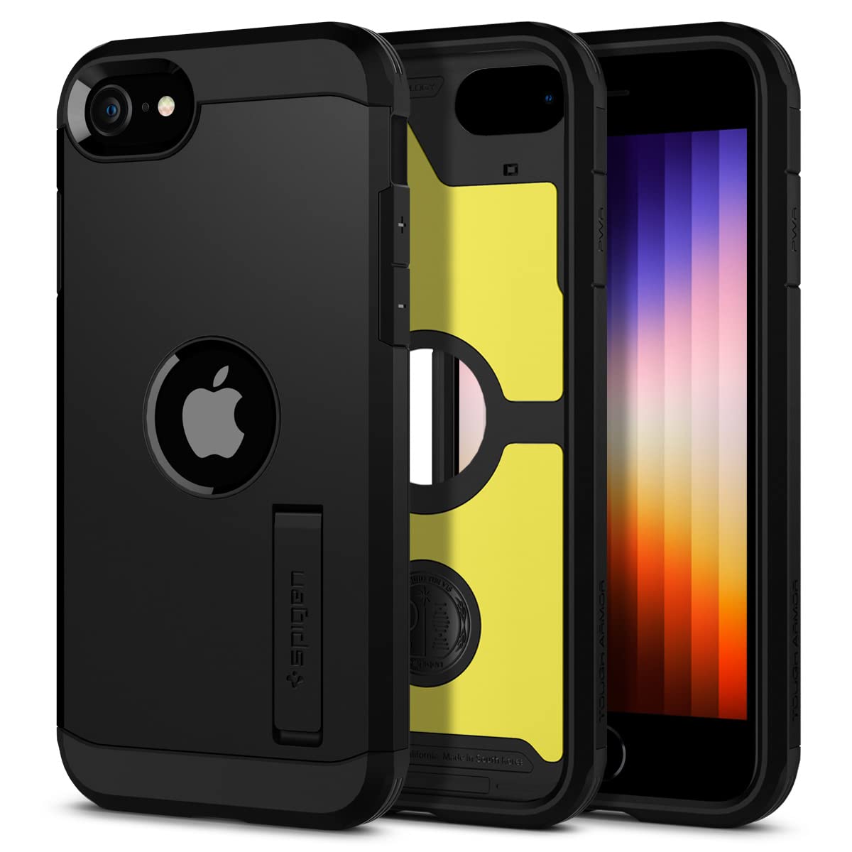 Spigen Tough Armor iPhone SE 2022/SE 3/SE 2020/8/7 Case - Extreme Protection Shockproof Cover with Military-Grade Drop Tested (Black) | Perfect for Outdoor Activities, Work & Travel