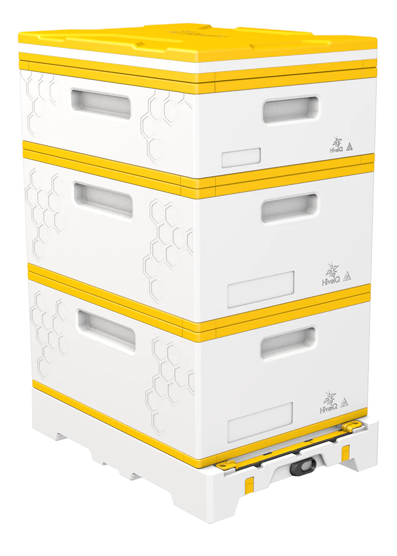 HiveIQ Complete 9 Frame Beehive Kit - 2 Deep Boxes & 1 Medium Super for Honey Production | Beekeeping Supplies for Beginners & Professionals | Backyard, Farm & Apiary Use