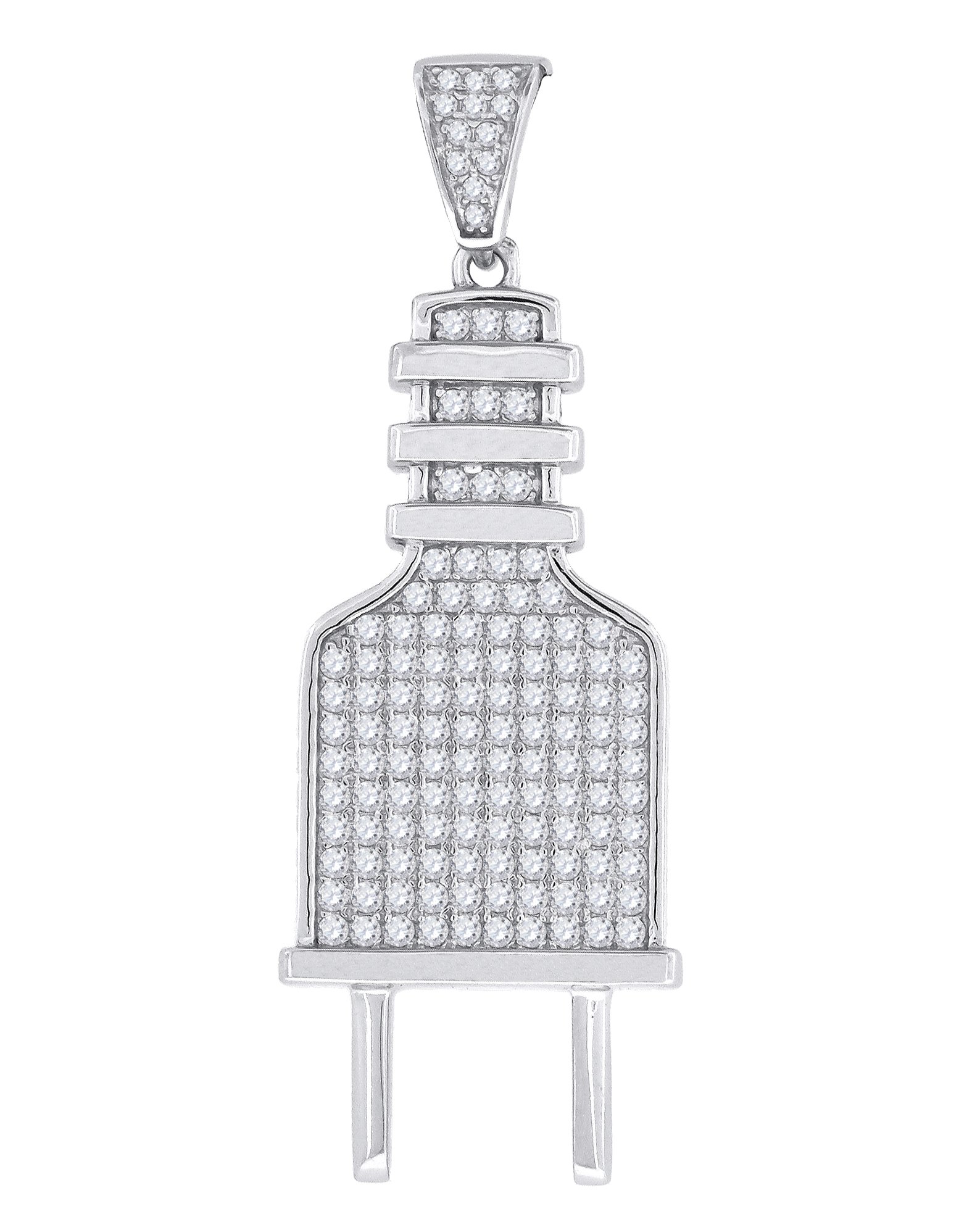 925 Sterling Silver Men's Cubic Zirconia (CZ) Plug Charm Pendant - Stylish Body Jewelry for Ear Stretching & Piercing - Perfect for Gifts, Punk Fashion & Alternative Style
