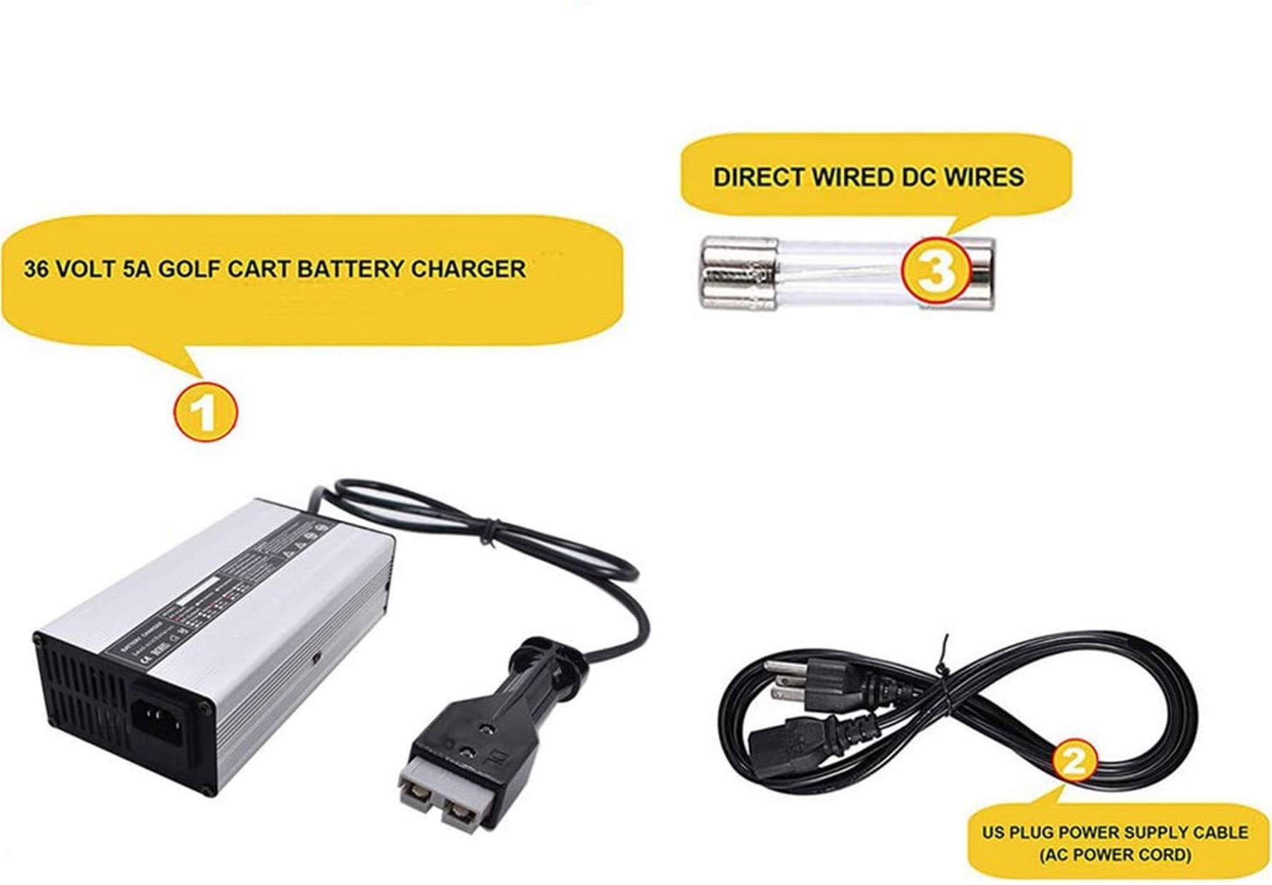 36V 15AMP SB50 Plug Golf Cart Battery Charger with Handle - Replacement for EZGO Marathon Golf Carts | Fast Charging for Golf Carts, Electric Vehicles & Mobility Scooters | Outdoor, Camping & RV Use