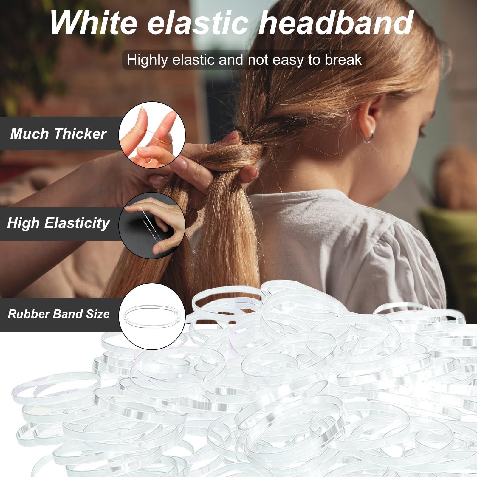 **2500pcs Soft Elastic Hair Bands for Kids & Toddlers - No Crease No Hurt Mini Ponytail Holders, Gentle TPU Hair Ties for Baby Girls & Blonde Hair (Clear) - Perfect for School, Sports & Daily Styling**