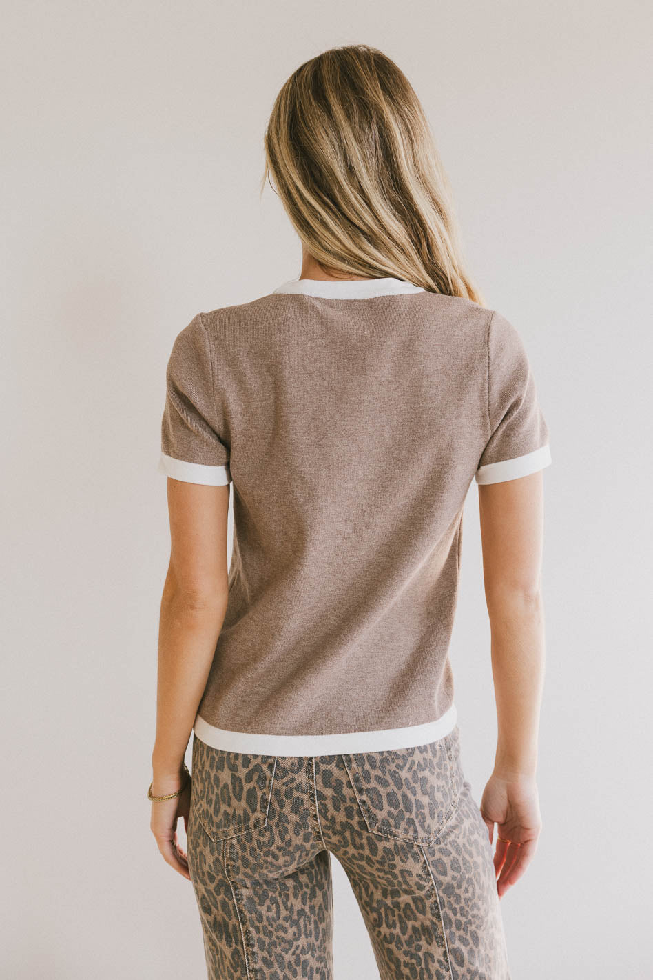 Maddie Ringer Sweater Top in Taupe | Women's Casual Knit Pullover | Perfect for Fall & Winter Layering