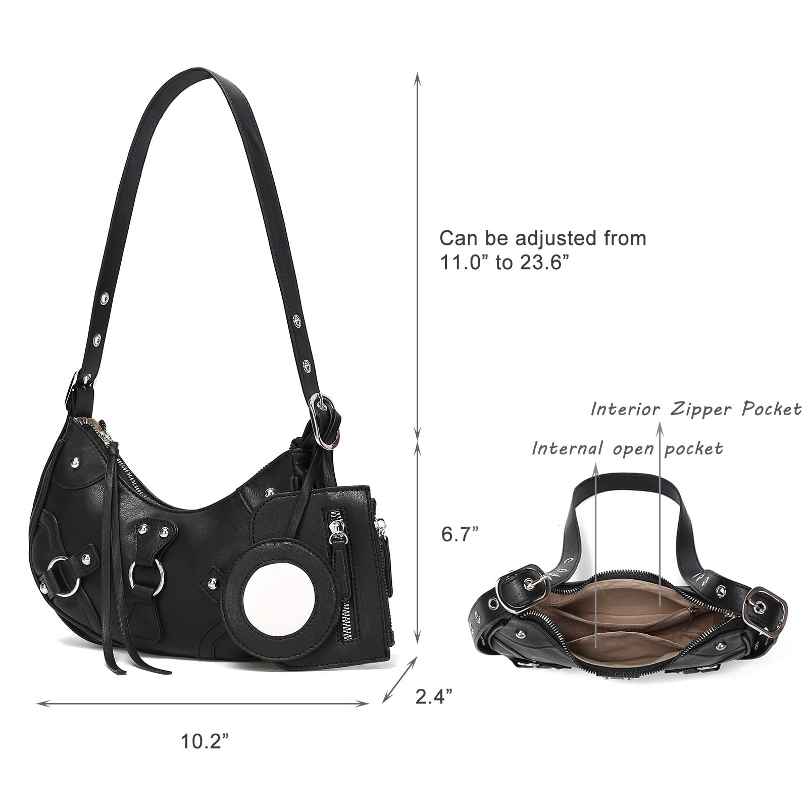 CATMICOO Y2K Shoulder Bag - Cute 90s Punk Underarm Purse for Women | Vintage Aesthetic Crossbody Bag | Perfect for Concerts, Raves & Streetwear Fashion