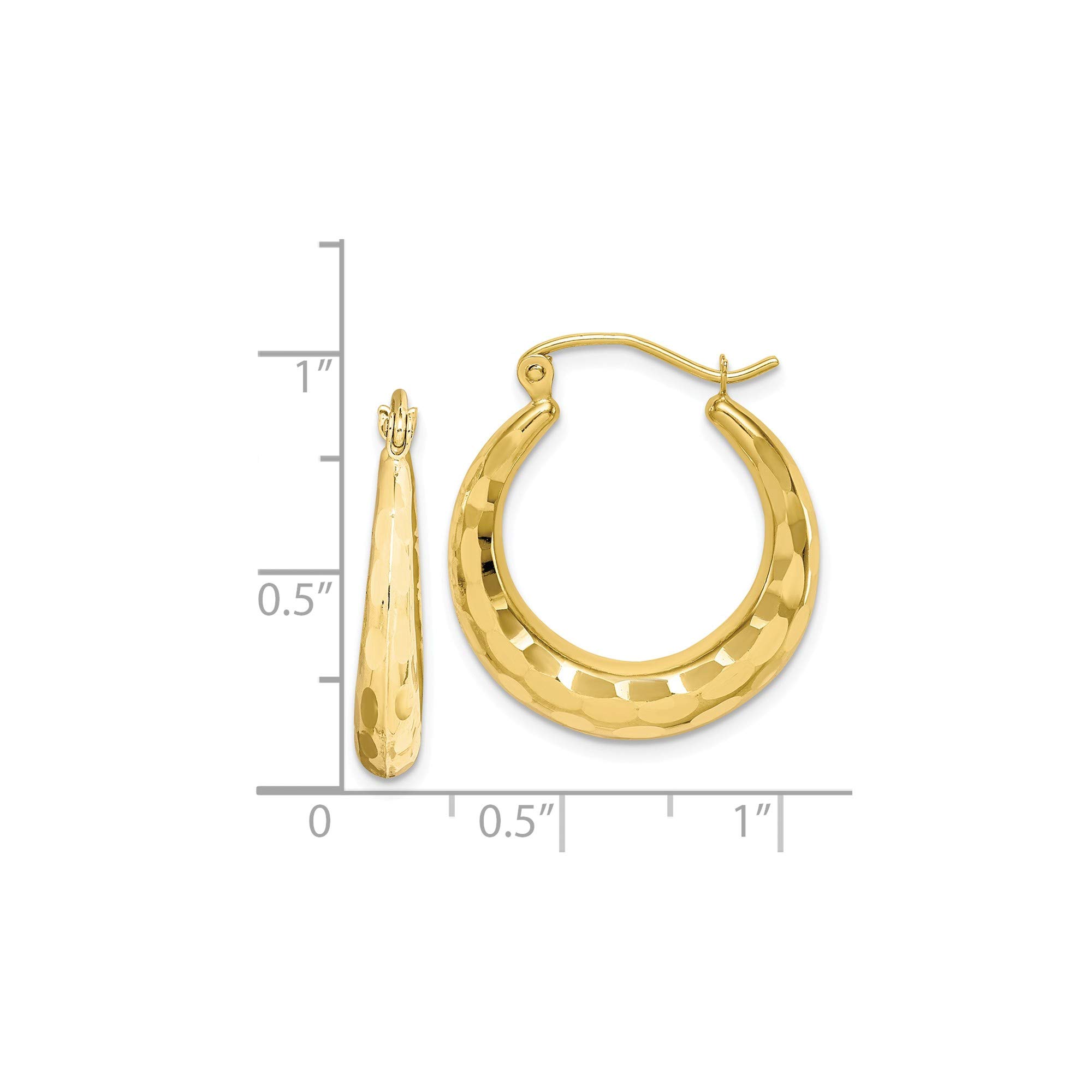 10k Yellow Gold Polished & Diamond-Cut Hoop Earrings for Women – Perfect for Everyday Wear, Parties & Special Occasions