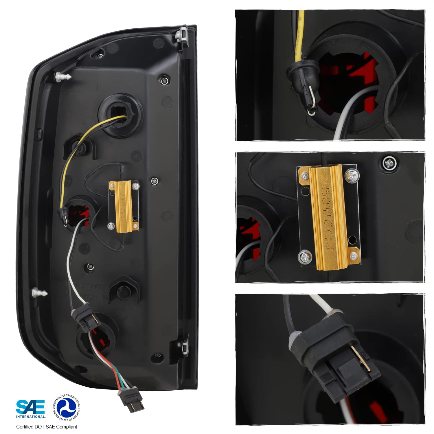 AKKON Full LED Tube Signal Reverse Switchback Mirror 3D Brake Black Tail Lights Pair - Compatible with 2014-2021 Toyota Tundra | Upgrade Your Truck's Style & Safety for Night Driving & Off-Road Adventures