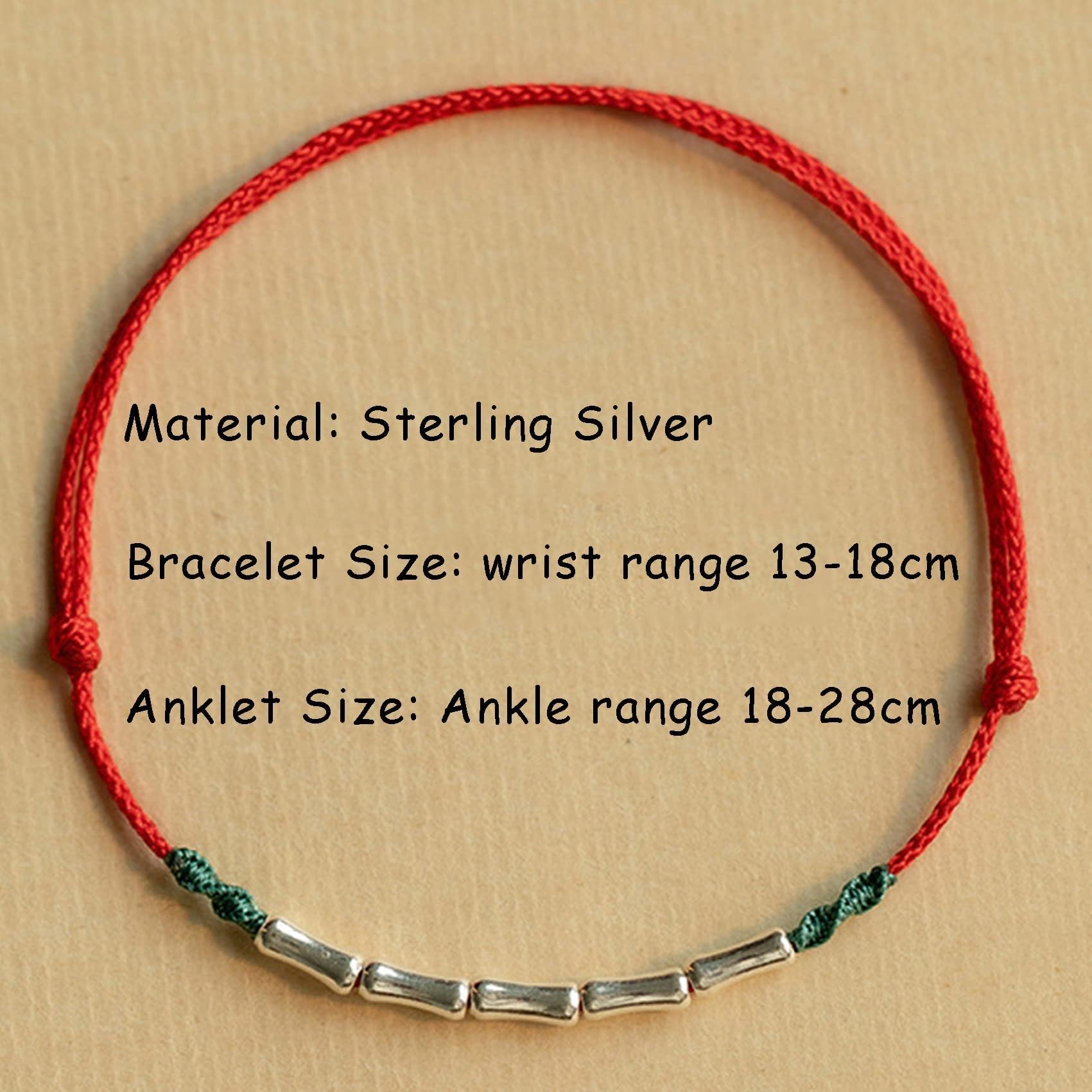 Feng Shui Bracelet - Sterling Silver Adjustable Lucky Red String Bracelet for Men & Women - Handmade Tibetan Buddhist Anklet for Good Luck & Protection - Perfect for Meditation, Yoga & Daily Wear