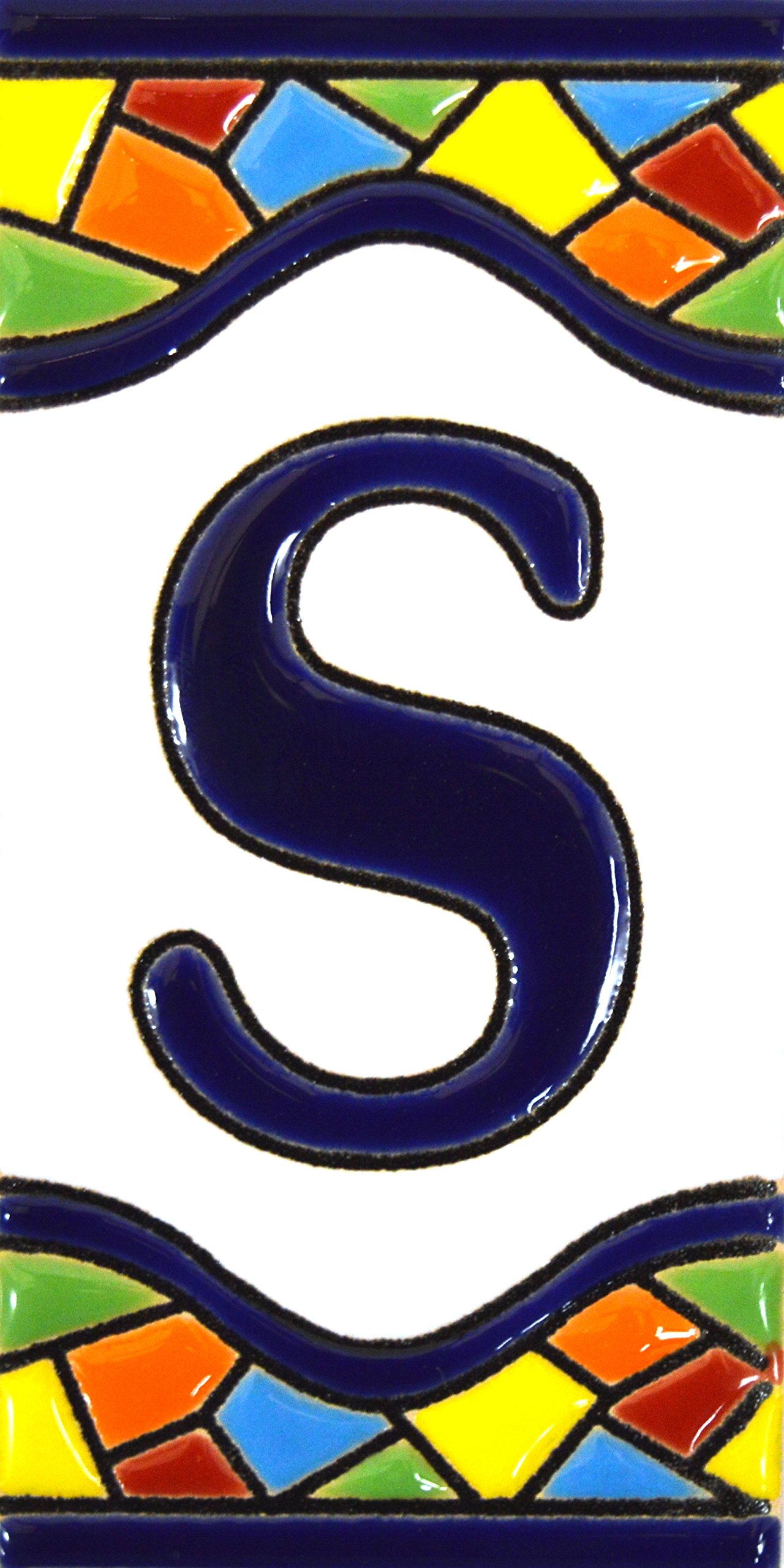 4 Inch Hand Painted House Letter Tiles - Custom Address Signs, House Numbers & Names - MOSAICO MEDIANO Design (4.29