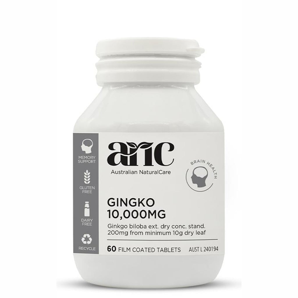 Premium Australian Natural Care Ginkgo Biloba 10000mg Extract - Supports Memory, Focus & Brain Health - Ideal for Students, Professionals & Seniors