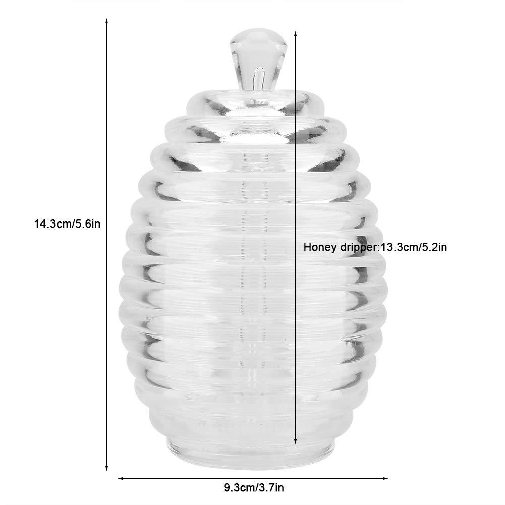 Premium Glass Honey Jar with Lid - 265ml Beehive Honey Pot with Dipper - Food Grade Honey Storage Container for Kitchen, Tea, Breakfast & Gift Giving