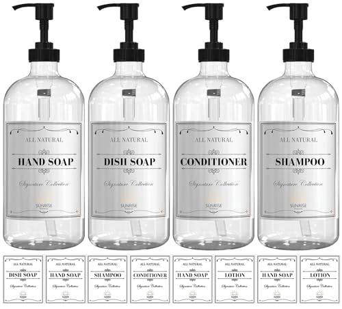 Black Plastic Pump - Clear Glass 4pcs