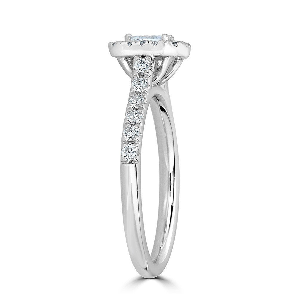 14KT Gold 1/2 CTW Diamond Emerald Halo Ring for Women - Elegant Engagement & Wedding Jewelry Gift - Perfect for Anniversaries, Proposals & Special Occasions