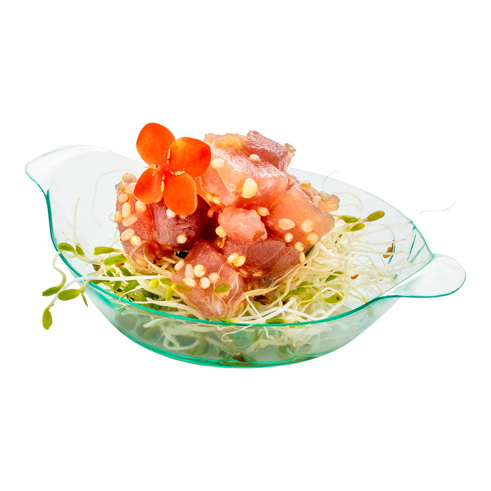 100-Pack Seagreen Oval Plastic Mini Handled Plates (3.75