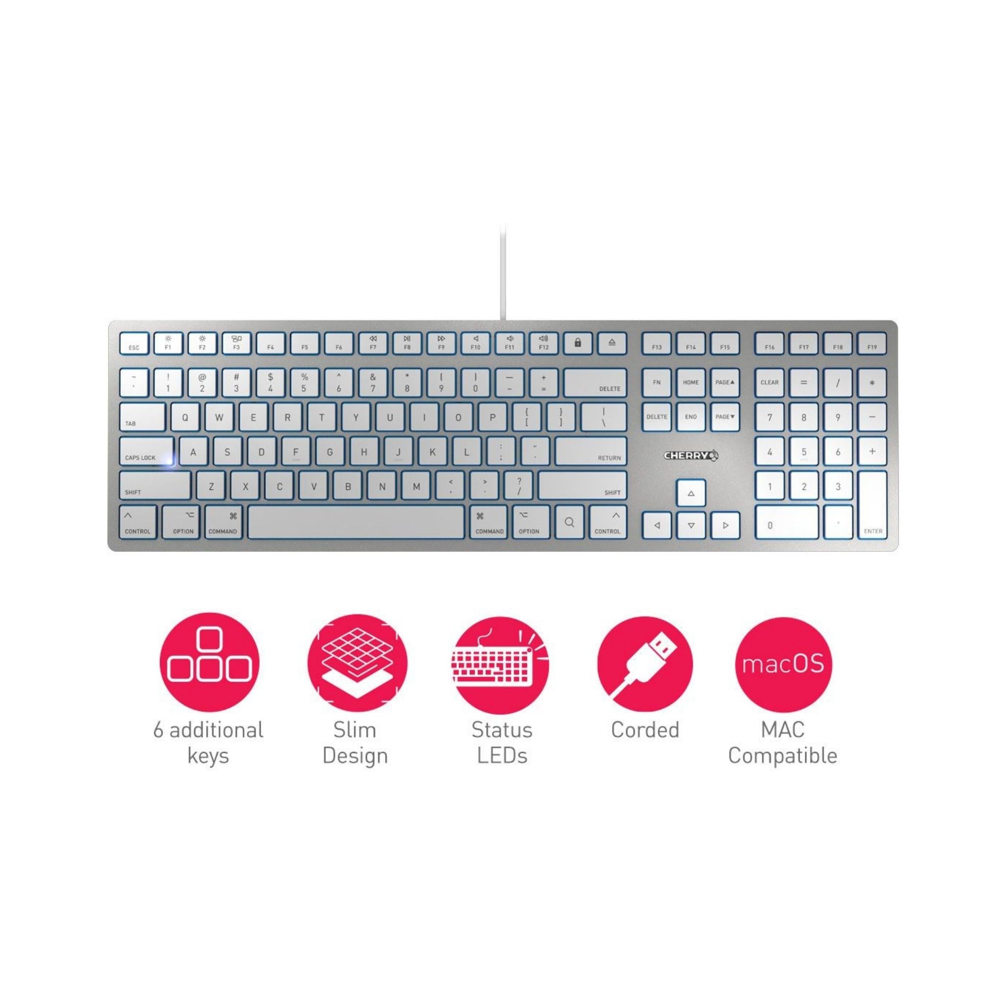 Cherry KC6000 SLIM Ultra Flat Designer Keyboard for Mac - Compact & Wireless Mechanical Keyboard for Office, Gaming, and Home Use