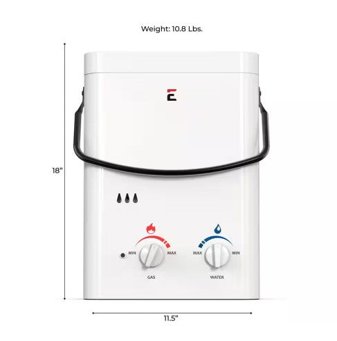 Eccotemp L5 1.5 GPM Portable Outdoor Propane Tankless Water Heater with EccoFlo Pump & Strainer - Ideal for Camping, RV Trips, and Off-Grid Living