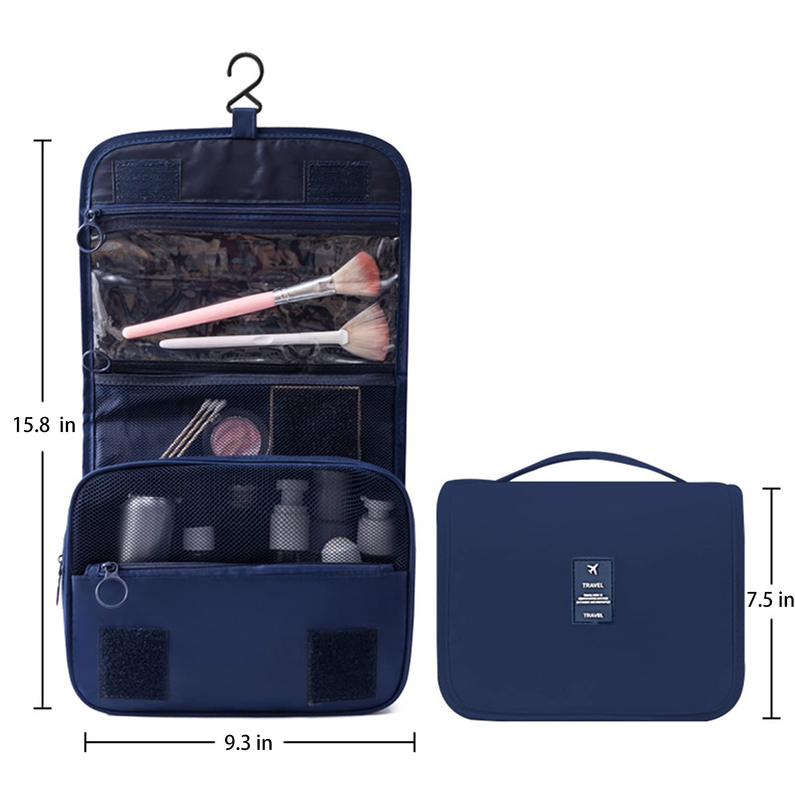 Waterproof Hanging Travel Toiletry Bag with Hook - Portable Cosmetic & Makeup Organizer for Women (Blue) - Perfect for Bathroom, Gym, Camping & Business Trips