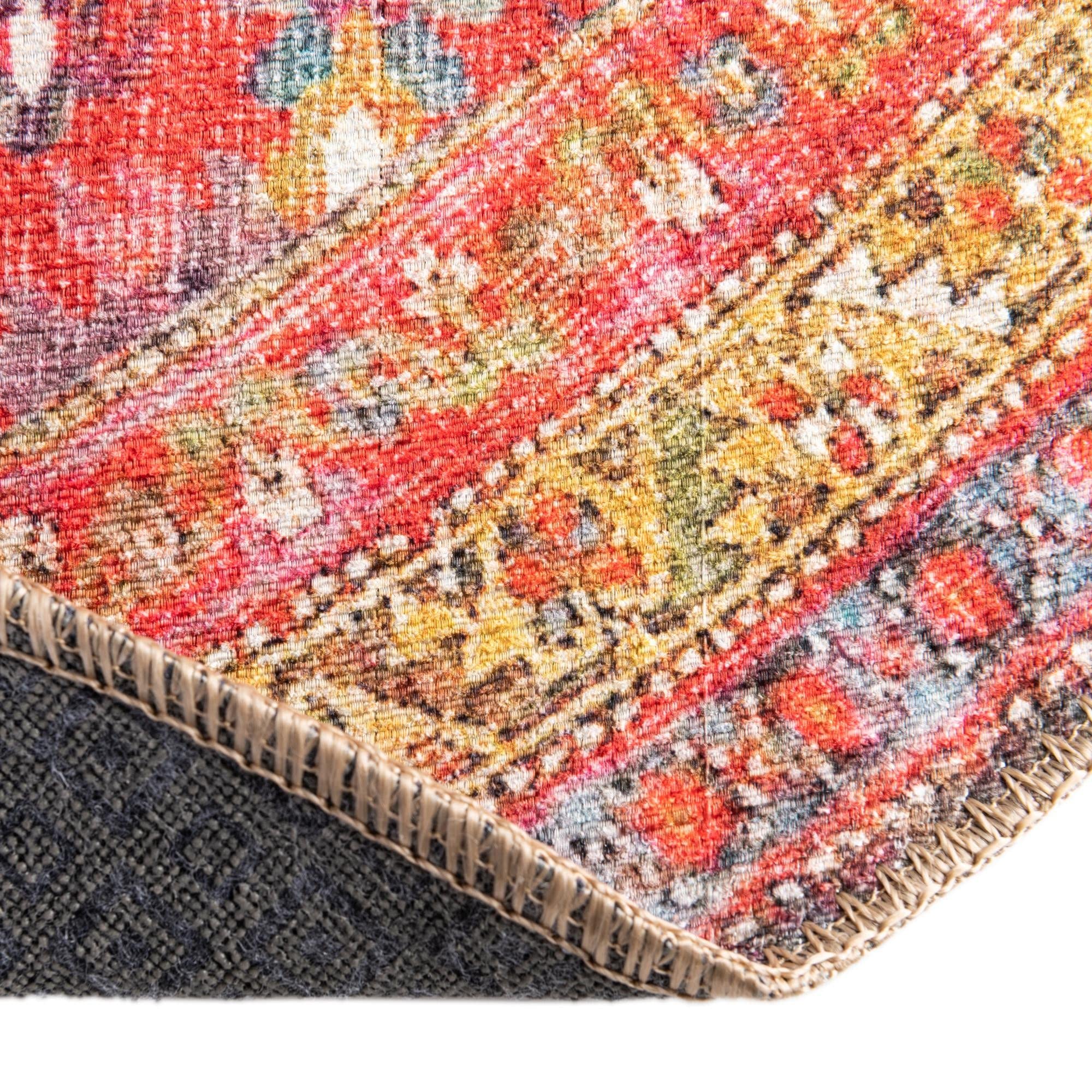 Unique Loom Revival Collection Traditional Medallion Border Red/Blue Round Area Rug 5' x 5' - Perfect for Living Room, Bedroom or Dining Room Decor