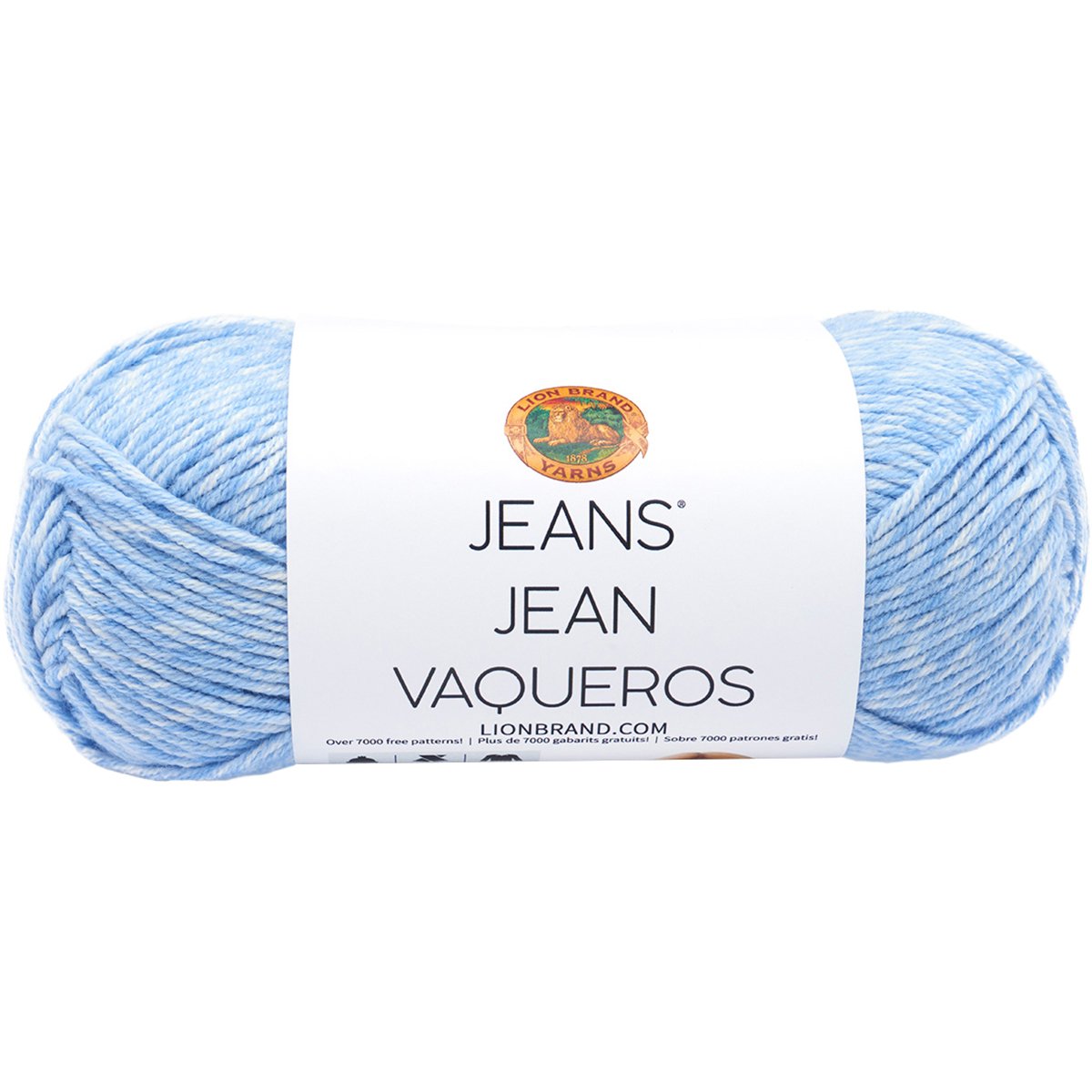 Lion Brand Yarn 505-105 Jeans Yarn - Soft Faded Denim Color Cotton Blend Yarn for Knitting & Crocheting - Perfect for Sweaters, Scarves, and DIY Crafts
