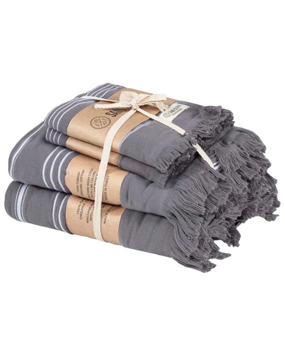 Premium Sand Cloud Turkish Bath Towels Set of 4 - 100% Organic Cotton, Large Size (Classic Grey) | Ultra Soft, Quick-Drying & Highly Absorbent Bath & Hand Towels | Perfect for Spa, Beach, Gym & Luxury Bathroom Use