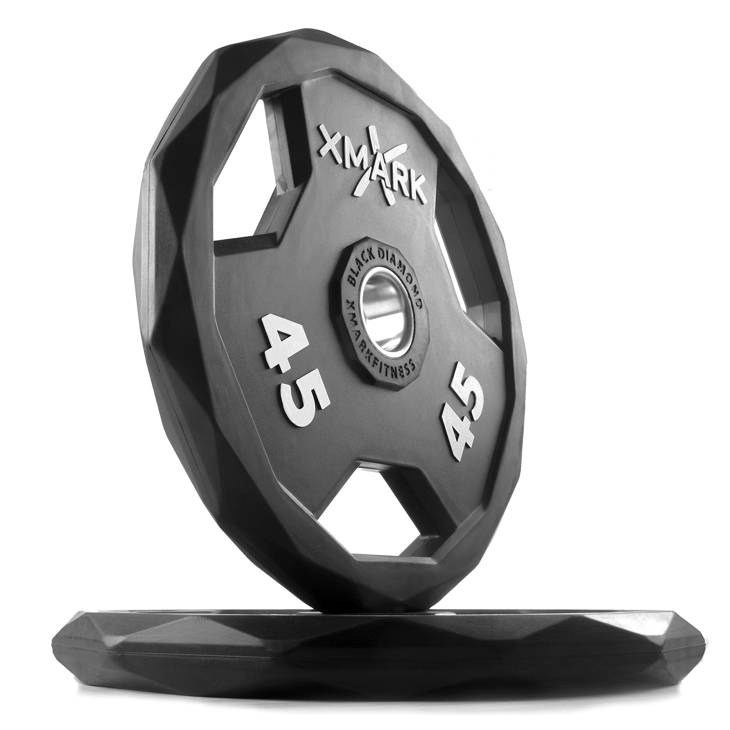 XMark Lumberjack Olympic Barbell Set with Black Diamond Rubber Coated Weight Plates - 300lb Home Gym Equipment for Strength Training & CrossFit Workouts