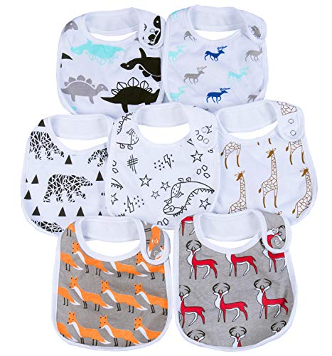 Gelisite 7 Pack Organic Cotton Baby Bibs - Ultra Absorbent for Drooling & Teething - Soft & Comfortable (GL023) - Perfect for Feeding Time & Messy Play