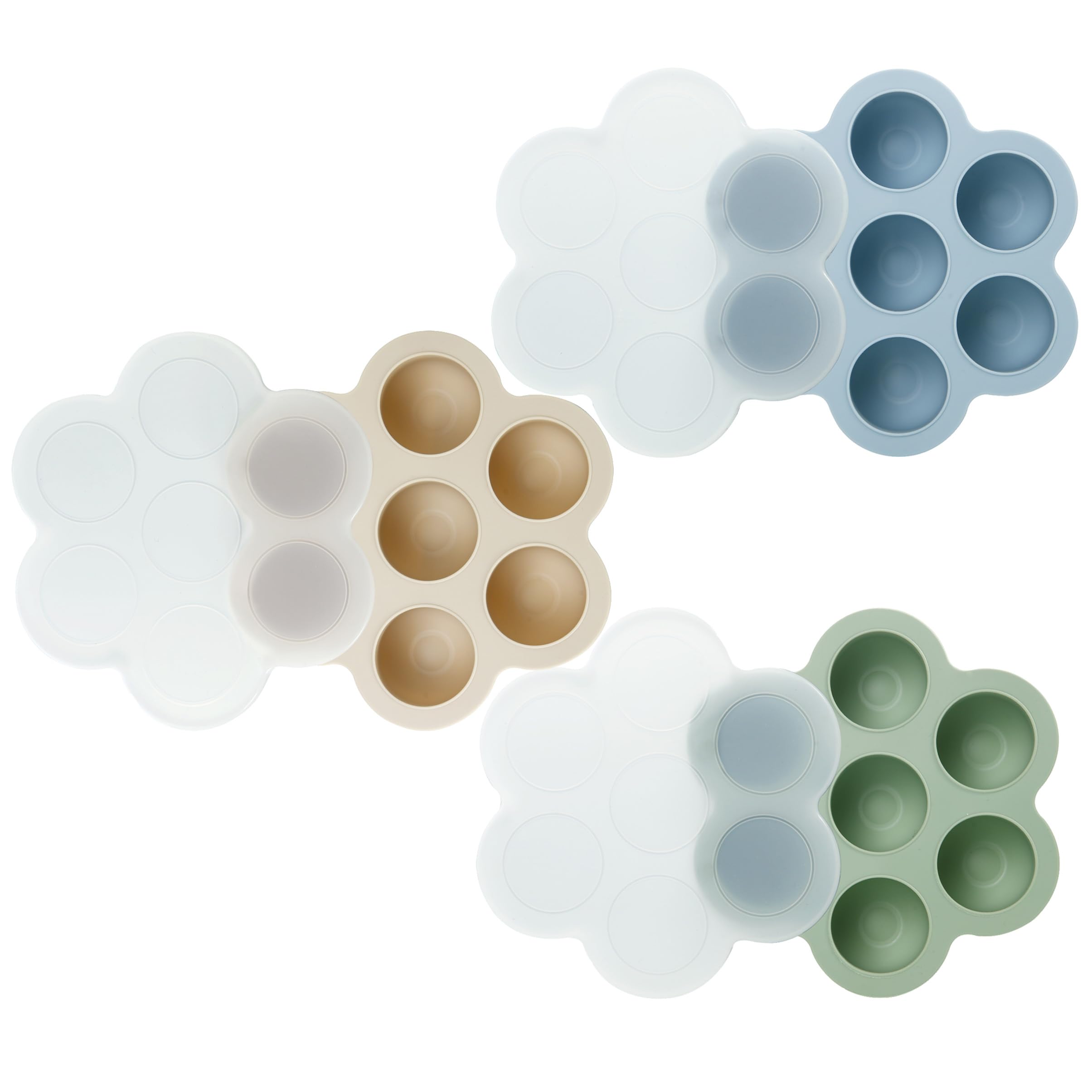 PandaEar 3 Pack Silicone Baby Food Freezer Trays with Lids - BPA-Free Storage Containers for Homemade Baby Food, Purees, Breastmilk - Blue, Green, Carnation Colors | Perfect for Meal Prep & Organizing Baby Food in Freezer