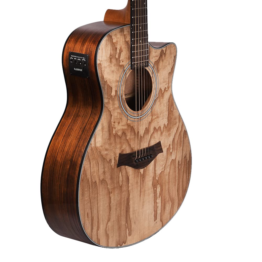 Kadence Acoustica Series Acoustic Electric Guitar - Ash Wood Body with Built-in Pickup & Tuner - Professional Semi-Acoustic Guitar for Beginners to Experts - Perfect for Live Performances, Studio Recording & Home Practice