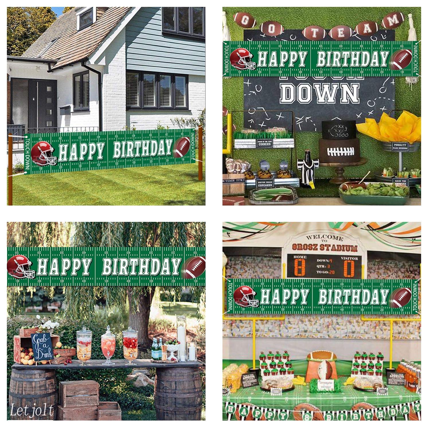 Football Birthday Banner - 6 Feet Giant Happy Birthday Party Decorations for Outdoor Yard Fence, Photo Backdrop & Celebration Supplies | Perfect for Sports-Themed Parties, Tailgating Events & Backyard Celebrations