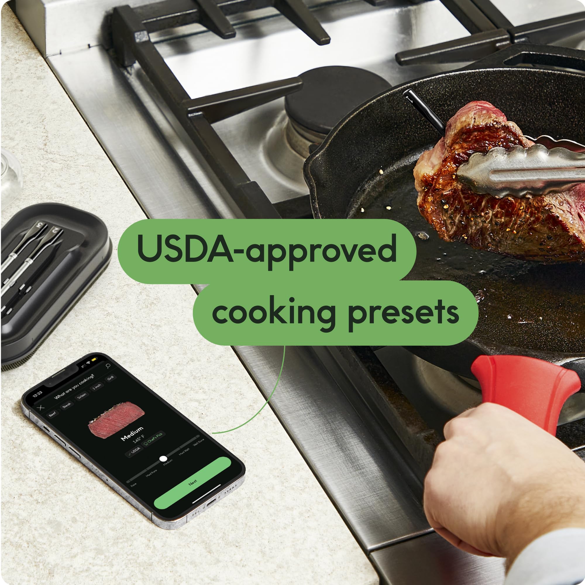 CHEF iQ Sense Smart Wireless Meat Thermometer with 3 Ultra-Thin Probes - Bluetooth Digital Food Thermometer for BBQ, Grill & Oven - Perfect for Remote Cooking Monitoring & Perfectly Cooked Meats Every Time