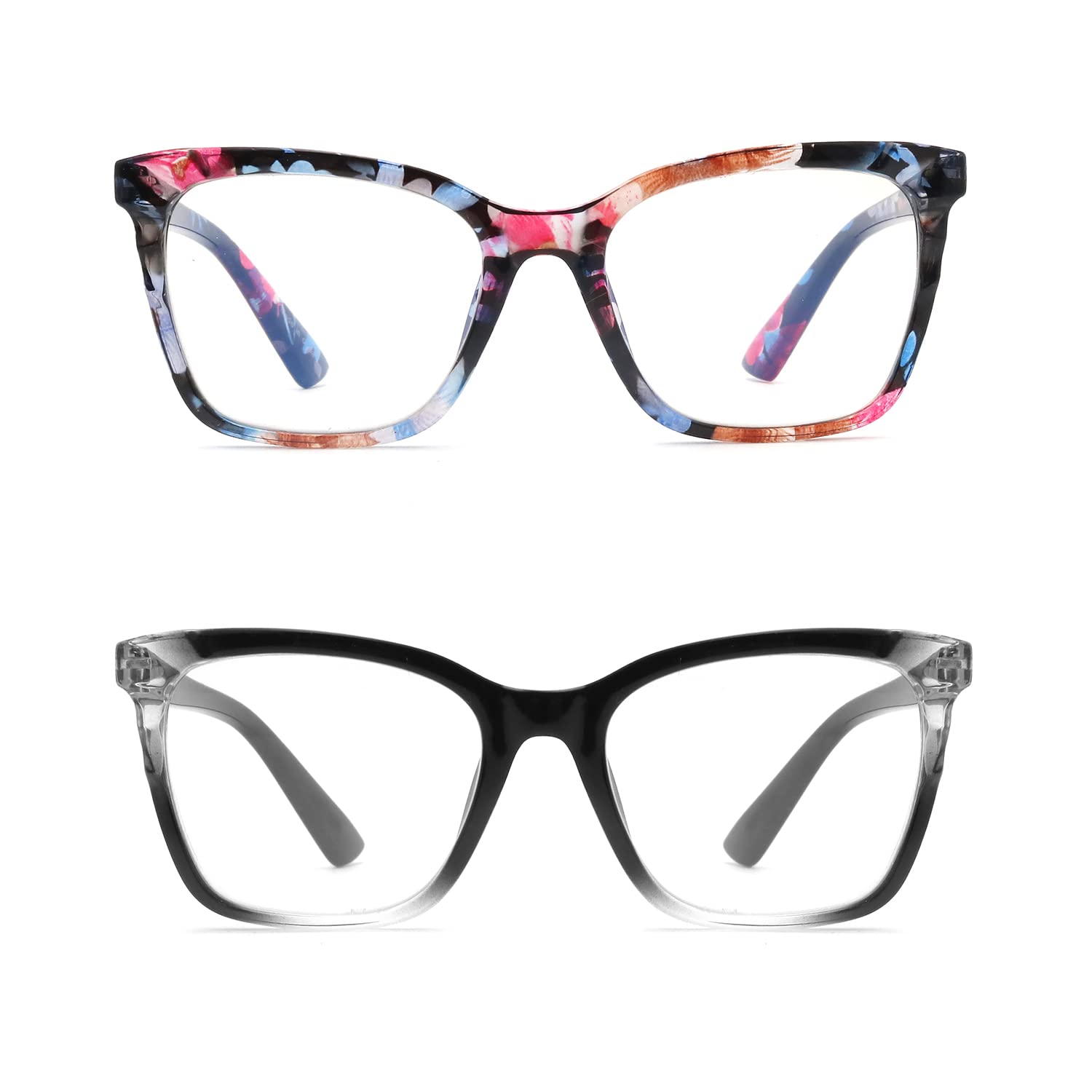 Stylish Women's Blue Light Blocking Reading Glasses - Designer Computer & Gaming Eyewear 2-Pack for Work, Screen Time & Night Reading
