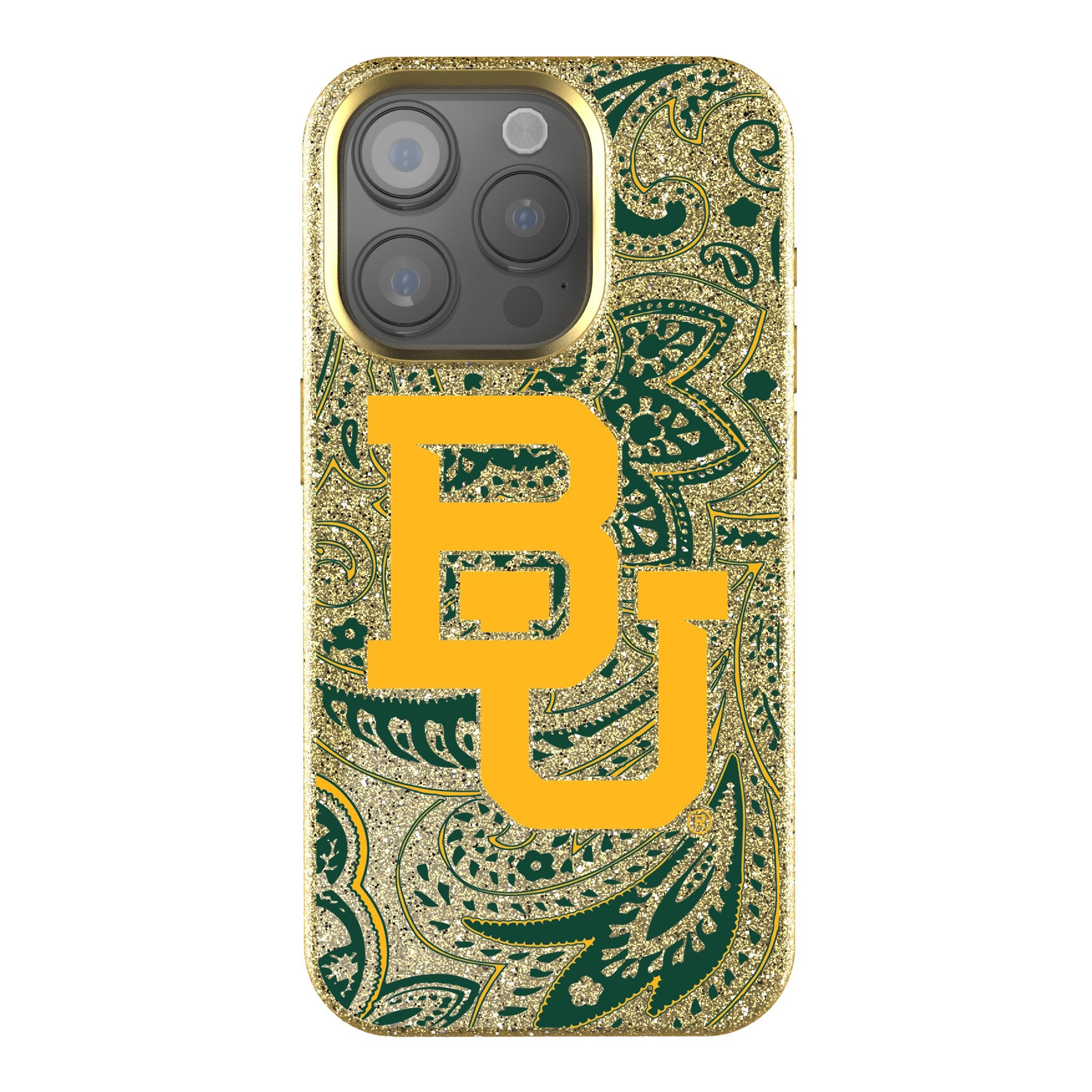 Baylor University Bears Paisley Bling Phone Case for iPhone & Samsung - Stylish Rhinestone Design, Perfect for Game Day & School Spirit