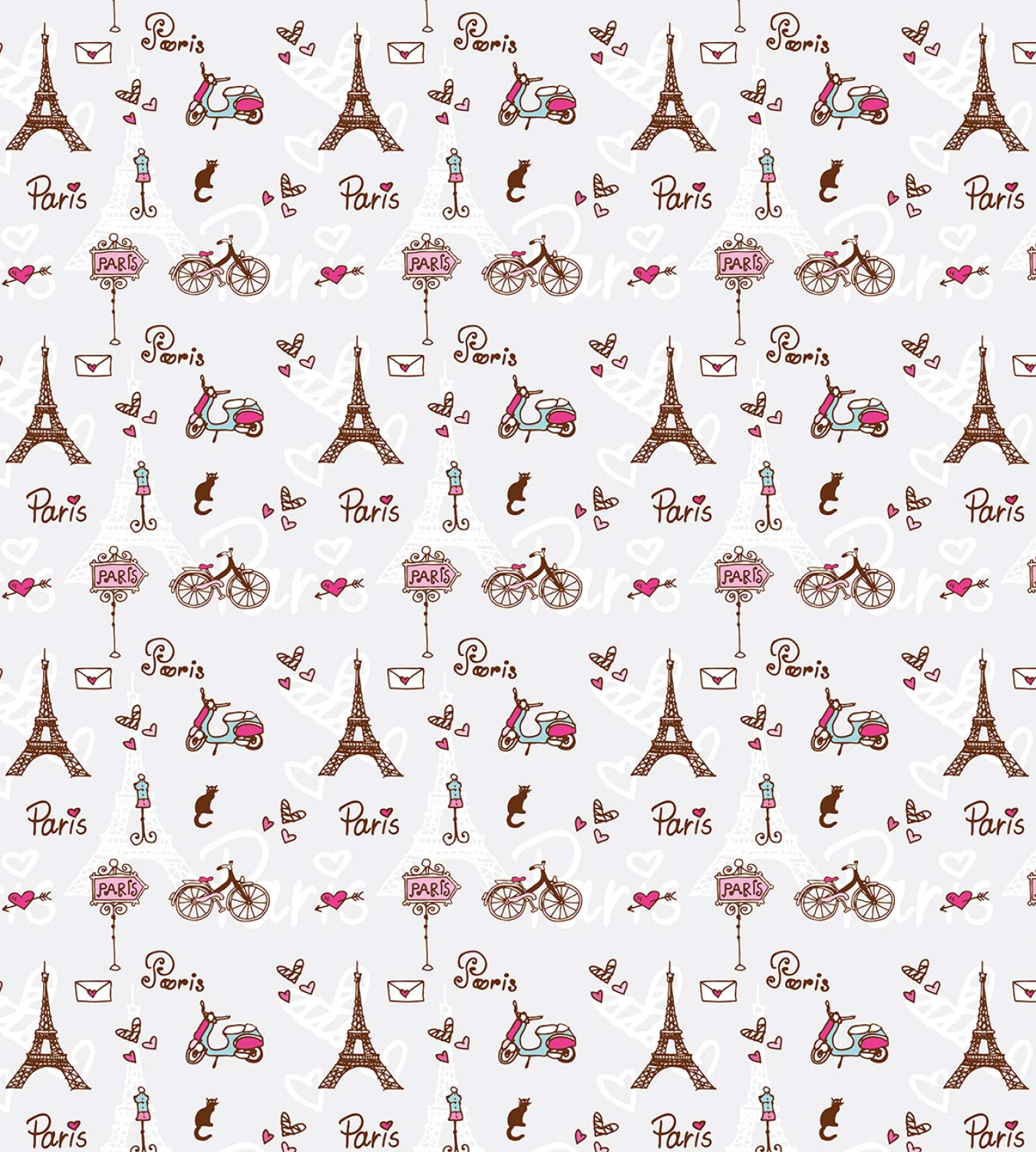 Ambesonne Paris Duvet Cover Set 3-Piece - Romantic Eiffel Tower & Hearts Print, California King Size, Redwood Pearl Pink - Perfect for Bedroom Decor, Valentine's Gift & Paris-Themed Home Design