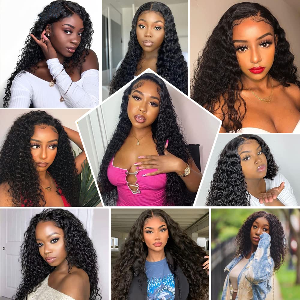28 Inch Deep Wave Lace Front Wigs Human Hair - Pre Plucked 180% Density Wet & Wavy Glueless HD Transparent Lace - 13x4 Lace Frontal Wigs with Baby Hair for Women - Perfect for Daily Wear, Cosplay, Weddings & Special Occasions