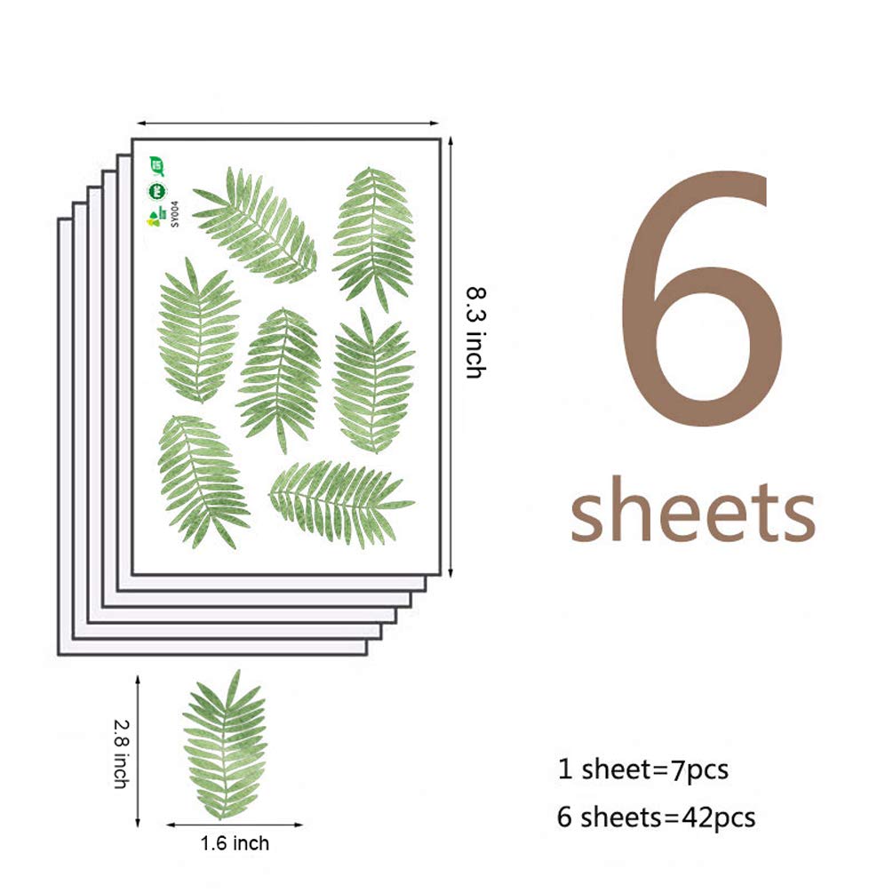 42 Pcs Tropical Leaf Wall Stickers - Removable Mimosa Plant Decals for Home Decor | Perfect for Bedroom, Nursery, Kids Room, Classroom & Office Decorations